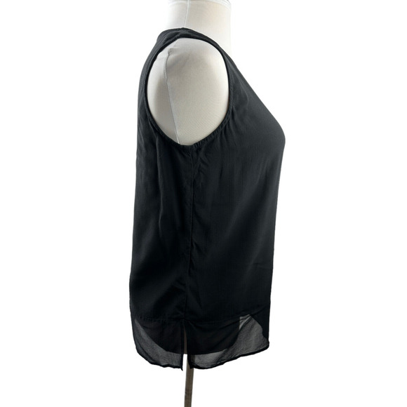 Eileen Fisher 100% Silk Round Neck Tunic Tank Large Sleeveless Top Sheer Hem - Picture 4 of 8